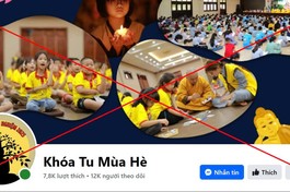 Sử dụng hình ảnh các khóa tu mùa hè ở các chùa để tạo niềm tin và chạy quảng cáo để tiếp cận nhiều người qua mạng xã hội - Ảnh chụp màn hình