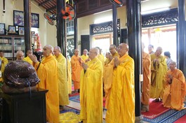 Khóa lễ tưởng niệm cố Hòa thượng Thích Trung Hậu tại chùa Linh Thái (H.Hóc Môn, TP.HCM) được cử hành theo truyền thống Phật giáo cố đô