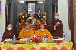 Thượng tọa Thích Như Giải, Trưởng ban Trị sự Phật giáo huyện Duy Xuyên phát biểu khai mạc