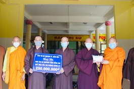 Phật giáo TP.Biên Hòa chuyển 250 triệu đồng đến Ban Trị sự Phật giáo tỉnh Đồng Nai ủng hộ quỹ mua vắc-xin phòng chống Covid-19