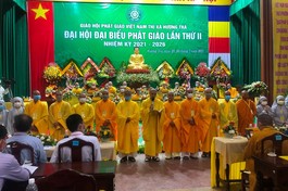 Tân Ban Trị sự Phật giáo thị xã Hương Trà nhiệm kỳ 2021-2026 ra mắt và phát biểu nhận nhiệm vụ tại đại hội