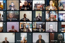 Chư tôn đức Ban Trị sự Phật giáo các huyện, thị, thành dự hội nghị trực tuyến ngày 30-9
