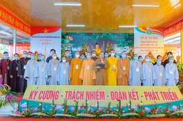 Tân Ban Trị sự Phật giáo huyện Hoằng Hóa nhiệm kỳ 2021-2026 ra mắt và phát biểu nhận nhiệm vụ tại hội nghị