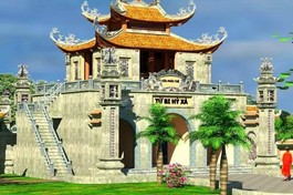 Phối cảnh tổng thể cổng tam quan chùa Vạn Linh