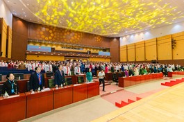 Trọng thể khai mạc Đại hội đại biểu MTTQVN TP.HCM lần thứ I, nhiệm kỳ 2025-2030 tại Trung tâm Hội nghị triển lãm Bình Dương (phường Bình Dương, TPHCM) - Ảnh: BTC