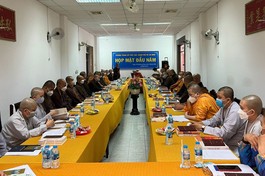 Buổi gặp mặt diễn ra tại phòng họp của trường sáng nay 20-2 - Ảnh: TMT