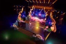 Mô hình sân khấu được thiết kế cho chương trình văn nghệ "Lửa thiêng rực sáng sử vàng" do Ban Văn hóa Phật giáo TP.HCM tổ chức