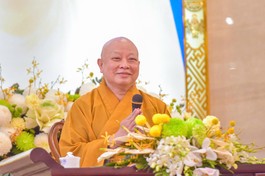 Hòa thượng Thích Lệ Trang chia sẻ chủ đề Nghi lễ Phật giáo - Ảnh: Quảng Đạo/BGN