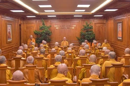 Chư Trưởng lão Hội đồng Chứng minh dự Đại nghị lần thứ III - Ảnh: Quảng Đạo/Báo Giác Ngộ