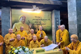 Chư tôn giáo phẩm Hội đồng Chứng minh, Hội đồng Trị sự viếng tang Trưởng lão Hòa thượng Thích Phước Tú - Ảnh: Quảng Thông