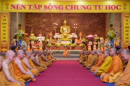 Lễ tưởng niệm 69 năm Tổ sư Minh Đăng Quang vắng bóng theo truyền thống hệ phái Khất sĩ, tại pháp viện Minh Đăng Quang, TP.Thủ Đức (TP.HCM) - Ảnh: BGN