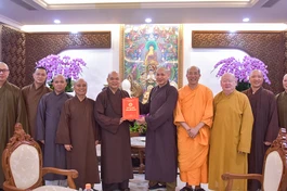 Ban Hậu cần Đại lễ Vesak Liên Hiệp Quốc 2025 ra mắt do Thượng tọa Thích Thanh Phong làm Trưởng ban - Ảnh: Quảng Đạo/BGN