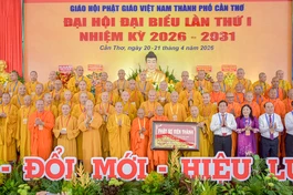 Hòa thượng Đào Như được tái suy cử Trưởng ban Trị sự GHPGVN TP.Cần Thơ nhiệm kỳ 2026-2031 - Ảnh: Quảng Đạo/BGN