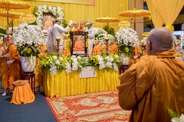Lễ nhập kim quan Trưởng lão Hòa thượng Thích Giác Tường - Ủy viên Thường trực Hội đồng Chứng minh tại pháp viện Minh Đăng Quang - Ảnh: Quảng Đạo/BGN