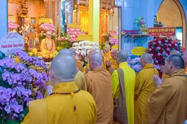 Chư tôn đức tham dự Lễ tưởng niệm Hòa thượng Thích Trí Châu, tại chùa Tuyền Lâm - Ảnh: Quảng Đạo/BGN