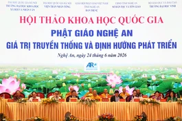 Khai mạc Hội thảo khoa học quốc gia “Phật giáo Nghệ An: Giá trị truyền thống và định hướng phát triển” vào sáng 24-6 - Ảnh: Quảng Điền/BGN