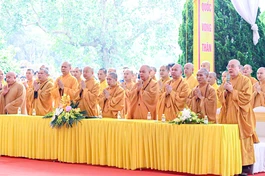 Chư tôn đức lãnh đạo Giáo hội, Ban Trị sự GHPGVN tỉnh Thanh Hóa tham dự Lễ tưởng niệm, cầu siêu tại Nghĩa trang Liệt sĩ Quốc tế Đồng Tâm