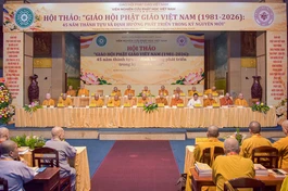 Khai mạc Hội thảo với chủ đề: "Giáo hội Phật giáo Việt Nam - 45 năm Thành tựu và định hướng phát triển trong kỷ nguyên mới" - Ảnh: Quảng Đạo/BGN