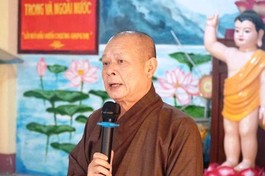 Hòa thượng Thích Nhật Ấn phát biểu chỉ đạo tại một phiên họp của Ban Trị sự GHPGVN quận Bình Tân - Ảnh: Báo Giác Ngộ