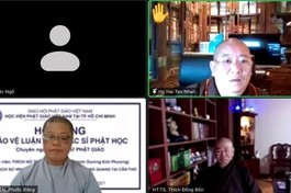 Lần đầu tiên Phòng Sau đại học thuộc Học viện Phật giáo VN tại TP.HCM tổ chức bảo vệ luận văn bằng hình thức trực tuyến - Ảnh chụp màn hình
