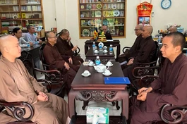 Phiên họp tại Văn phòng Ban Trị sự GHPGVN tỉnh Khánh Hòa sáng 8-7