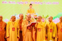 Tân Ban Trị sự GHPGVN tỉnh Bắc Ninh nhiệm kỳ 2022-2027 ra mắt, Thượng tọa Thích Thanh Phụng phát biểu nhận nhiệm vụ tại Đại hội