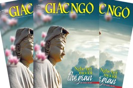 Bìa Báo Giác Ngộ chuyên đề Quán Thế Âm - Phòng Mỹ thuật Báo Giác Ngộ