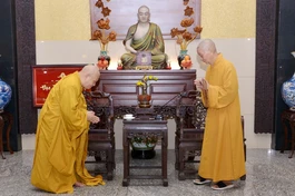 Hòa thượng Thích Thiện Nhơn, Chủ tịch Hội đồng Trị sự kiêm Trưởng ban Tăng sự Trung ương khánh tuế Đức Pháp chủ GHPGVN - Ảnh: Bảo Toàn/BGN