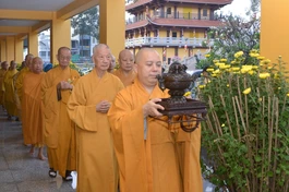 Trưởng lão Hòa thượng Thích Trí Quảng, Đệ tứ Pháp chủ GHPGVN quang lâm Việt Nam Quốc Tự sáng mùng 6 Tết Quý Mão (2023) - Ảnh: Bảo Toàn/BGN