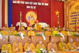 Đại giới đàn Tâm Hòa X - Phật lịch 2567, do Ban Trị sự GHPGVN tỉnh Tây Ninh tổ chức khai mạc tại chùa Linh Sơn Phước Trung (P.Ninh Sơn, TP.Tây Ninh) vào sáng 6-8 - Ảnh: Quảng Đạo/BGN