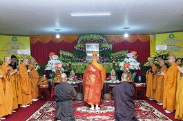 Khóa lễ cung tiến Giác linh Đại lão Hòa thượng Thích Phổ Tuệ, Đức Đệ tam Pháp chủ GHPGVN nhân tuần lâm Đại tường của ngài, tổ chức tại tổ đình Viên Minh (H.Phú Xuyên, Hà Nội) - Ảnh: BGN