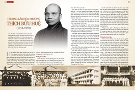 Hình ảnh Trưởng lão Hòa thượng Thích Bửu Huệ và những hoạt động về giáo dục của ngài - Thiết kế: Tống Viết Diễn/Báo Giác Ngộ số 1128