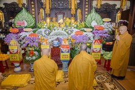 Pháp tướng Trưởng lão Hòa thượng Thích Bửu Huệ tại tổ đường chùa Huệ Nghiêm - Ảnh: Đăng Huy