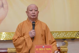 Hòa thượng Thích Lệ Trang phát biểu chỉ đạo tại buổi họp mở rộng, vào sáng nay, 22-4