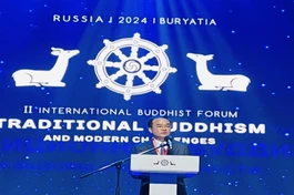 Thứ trưởng Bộ Nội vụ Vũ Chiến Thắng phát biểu tại Diễn đàn Phật giáo Quốc tế lần thứ 2, diễn ra ở Cộng hòa Buryatia, Liên bang Nga