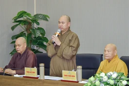 Thượng tọa Thích Đức Thiện trong phiên họp Ban Thư ký Đại lễ Vesak Liên Hiệp Quốc 2025, diễn ra ngày 13-9-2024 tại TP.HCM - Ảnh: Quảng Đạo/BGN