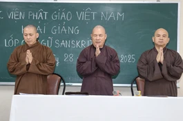 Chư tôn đức niệm Phật cầu gia hộ - Ảnh: Nguyên Tài/BGN