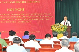 Hội nghị tổng kết thực hiện Nghị quyết 18-NQ/TW do Thành ủy TP.HCM tổ chức sáng nay, 22-10 - Ảnh: Việt Dũng