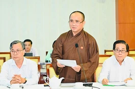 Thượng tọa Thích Tâm Hải, Tổng Biên tập Báo Giác Ngộ phát biểu tại Hội nghị tổng kết công tác báo chí, xuất bản năm 2025 và triển khai nhiệm vụ năm 2026 - Ảnh: Việt Dũng