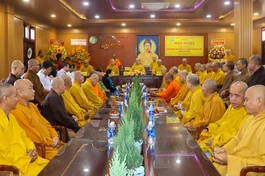 Hội nghị Ban Trị sự GHPGVN tỉnh Vĩnh Long lần đầu tiên sau sáp nhập diễn ra tại trụ sở Văn phòng - chùa Phật Ngọc Xá Lợi (P.Tân Ngãi)