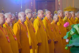 Ngày đầu tiên Đại hội đại biểu Phật giáo tỉnh Đồng Tháp lần thứ I, nhiệm kỳ 2026-2031 diễn ra tại hội trường Bông Sen (P.Cao lãnh) - Ảnh: Tâm Quý/BGN