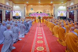Ban Kiến đàn thăm điểm truyền giới chùa Thanh Tâm dành cho giới tử Ni Bắc tông - Ảnh: Trung Thắng/BGN