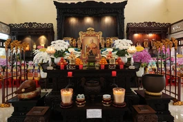 Di ảnh Trưởng lão Hòa thượng Thích Tắc An, Thành viên Hội đồng Chứng minh, Đệ ngũ Tông trưởng Thiên Thai Giáo Quán - Ảnh: Chùa Thiền Tôn 2