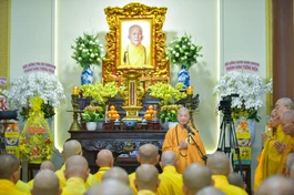 Lễ tưởng niệm 10 năm ngày Đại lão Hòa thượng Thích Trí Tịnh (1917-2014), Đệ nhất Phó Pháp chủ, Chủ tịch HĐTS GHPGVN viên tịch tại chùa Vạn Đức (TP.Thủ Đức) - Ảnh: Quảng Đạo