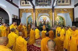 Lễ húy nhật lần thứ 19 Trưởng lão Hòa thượng Thích Trí Giác, Thành viên Hội đồng Chứng minh GHPGVN, nguyên Trưởng môn phái Chúc Thánh tại chùa Tam Thai (Đà Nẵng) - Ảnh: MĐPQ