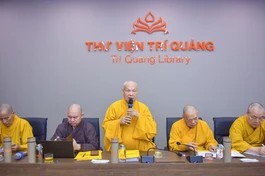 Phiên họp báo cáo công tác tổ chức Đại lễ Vesak Liên Hiệp Quốc 2025 diễn ra vào chiều ngày 29-4 tại Học viện Phật giáo VN tại TP.HCM - Ảnh: Quảng Đạo/BGN