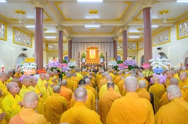 Lễ tưởng niệm 12 năm ngày viên tịch của Đại lão Hòa thượng Thích Trí Tịnh, Đệ nhất Phó Pháp chủ kiêm Giám luật Hội đồng Chứng minh, nguyên Chủ tịch Hội đồng Trị sự GHPGVN (1917 - 2014) tại chùa Vạn Đức vào sáng 15-4-2026 - Ảnh: Tâm Quý