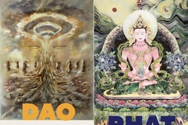 Hai bức tranh chủ đề của triển lãm - Ảnh: T.Linh