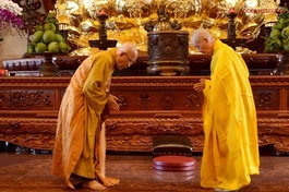 Hòa thượng Thích Trí Quảng, Hòa thượng Thích Như Niệm đối thú an cư Phật lịch 2564 (2020) tại Việt Nam Quốc Tự - Ảnh: Bảo Toàn