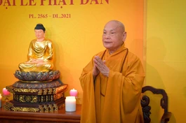 Hòa thượng Thích Thiện Nhơn chủ trì hội nghị trực tuyến gồm chư tôn đức Ban Thường trực Hội đồng Trị sự